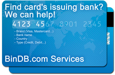 Online issuer identification number database that support visa, mastercard and american express cards!